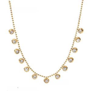 Dansk Copenhagen, Accessoires, Dames, Geel, ONE Size, Elegante Waterdichte Kristal Ketting Goud Plating