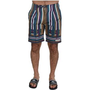 Dolce & Gabbana, Korte broeken, Heren, Veelkleurig, 2Xl, Katoen, Multicolor Chino Shorts - Regular Fit