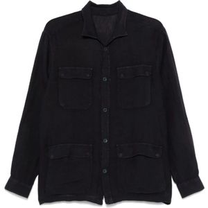 Herno, Jassen, Heren, Blauw, S, Blauwe Jas met Voorknoopsluiting