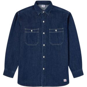 Edwin, Overhemden, Heren, Blauw, S, Denim, Denim Werkoverhemd Lange Mouw