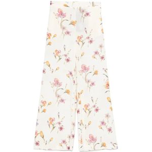 Twinset, Broeken, Dames, Beige, S, Bloemenprint Hoge Taille Palazzo Broek
