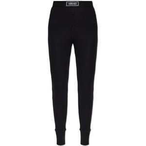 Versace, Broeken, Dames, Zwart, M, Katoen, Ondergoed leggings