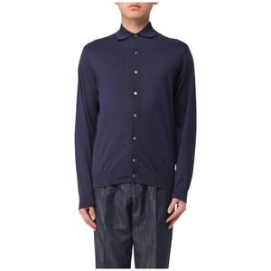 Lardini, Truien, Heren, Blauw, M, Wol, Elegante Merino Wol Vest Trui