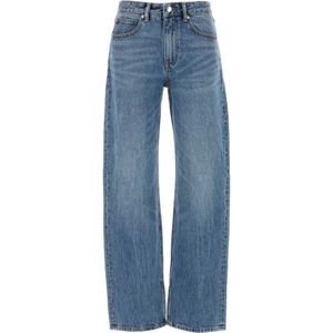 Alexander Wang, Jeans, Dames, Blauw, W25, Katoen, Stijlvolle Gespleten Zoom Hotfix Mesh Jeans