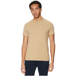 Tommy Jeans, Tops, Heren, Beige, L, Katoen, Beige Regular Fit Ronde Hals T-Shirt