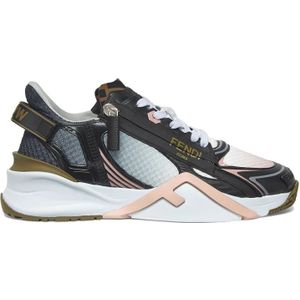 Fendi, Schoenen, Dames, Veelkleurig, 37 EU, Zwarte sneakers met FF-patroon