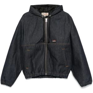 Stüssy, Jassen, Heren, Blauw, M, Blauwe Rits Hoodie Jas