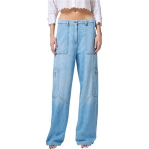 Elisabetta Franchi, Jeans, Dames, Blauw, W27, Denim, Cargo denim broek met lage taille