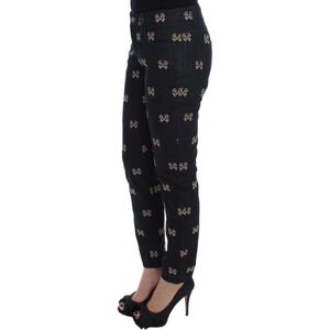 Dolce & Gabbana, Jeans, Dames, Blauw, S, Katoen, Blauwe Sleutel Geborduurde Slim Fit Kate Jeans