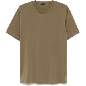 Tom Ford, Tops, Heren, Groen, L, Moss Green Crew Neck T-shirt