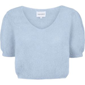 American Dreams, Truien, Dames, Blauw, S, Wol, Lichtblauwe Pullover Korte Mouwen Elastische Band