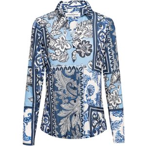 &Co Woman, Blouses & Shirts, Dames, Blauw, XS, Polyester, Paisley Patchwork Shirt