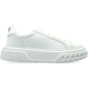 Casadei, Schoenen, Dames, Wit, 37 EU, Leer, Sportschoenen met applicaties