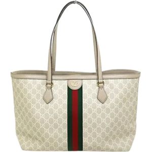 Gucci Vintage, Pre-owned, Dames, Beige, ONE Size, Pre-owned Canvas gucci-bags