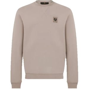 Belstaff, Sweatshirts & Hoodies, Heren, Beige, L, Katoen, Steen Beige Logo Sweatshirt