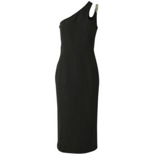 Liu Jo, Kleedjes, Dames, Zwart, S, Polyester, Zwarte One-Shoulder Tubino Jurk