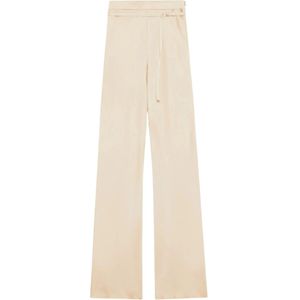 Patrizia Pepe, Broeken, Dames, Beige, M, Polyester, Chique Beige Broek met Hoge Taille