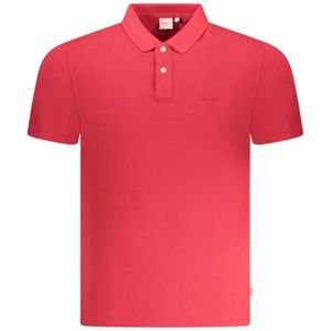 Pepe Jeans, Tops, Heren, Rood, XL, Katoen, Rode Katoenen Poloshirt met Logo