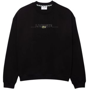 Lacoste, Sweatshirts & Hoodies, Heren, Zwart, L, Katoen, Loose Fit Katoenen Sweatshirt