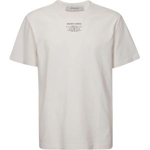Golden Goose, Tops, Heren, Wit, M, Katoen, Journey Regular Katoenen T-Shirt