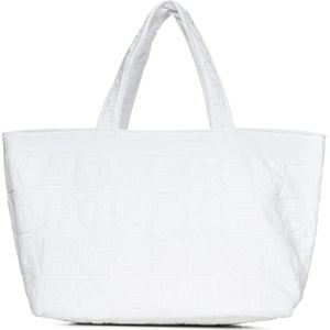 Dsquared2, Tassen, Dames, Wit, ONE Size, Katoen, Beach Logo Tote Bag