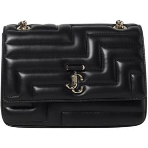 Jimmy Choo, Tassen, Dames, Zwart, ONE Size, Leer, Gewatteerde leren schoudertas
