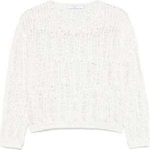 Iro, Truien, Dames, Wit, M, Witte Geribbelde Trui Ronde Hals Lange Mouwen