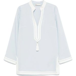 Tory Burch, Blouses & Shirts, Dames, Blauw, S, Hemelsblauwe blouse