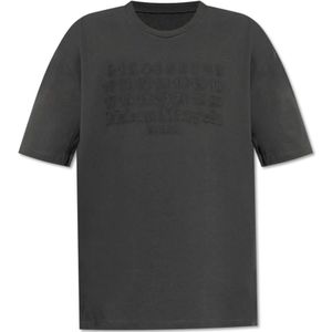 Maison Margiela, Tops, Heren, Grijs, L, Katoen, T-shirt met logo
