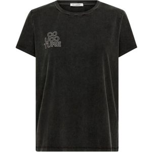Co'Couture, Tops, Dames, Grijs, XS, Katoen, Zuurcontour Tee in Donkergrijs