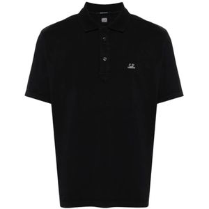 C.p. Company, Tops, Heren, Blauw, XL, Katoen, Casual Jersey Polo Shirt