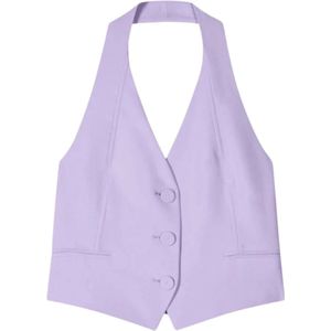 Patrizia Pepe, Jassen, Dames, Paars, S, Polyester, Lila Jassen met Fly Rivet Detail