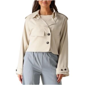 Gestuz, Mantels, Dames, Beige, XL, Katoen, Kort Jas