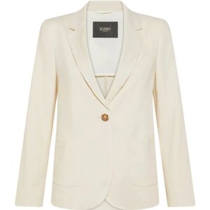 Seventy, Jassen, Dames, Beige, XL, Linnen, Slim Fit Linnen Jas met Enkele Knoop