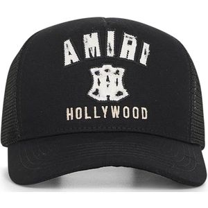 Amiri, Accessoires, Heren, Zwart, ONE Size, Katoen, Zwarte Logo Patch Baseballpet
