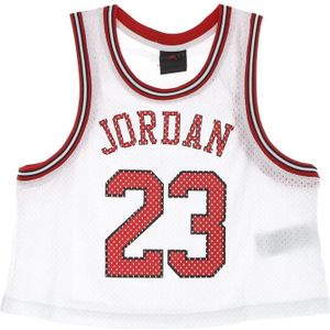 Jordan, Tops, Dames, Wit, XL, Polyester, Mesh Tanktop met Ronde Hals