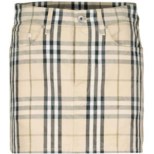 Burberry, Rokken, Dames, Beige, XS, Denim, Vintage Check Mini Rok