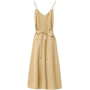 Fabiana Filippi, Kleedjes, Dames, Geel, S, Gouden Maxi Slip Jurk Fijne Stiksels
