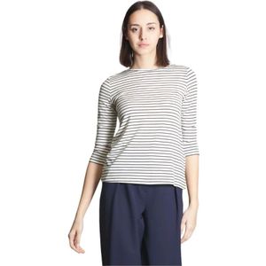 Marella, Tops, Dames, Blauw, M, Casual T-shirt met Scalo Design