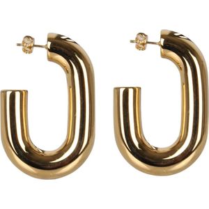 Rabanne, Accessoires, Dames, Geel, ONE Size, Link Hoop Oorbellen Glanzend Vlindersluiting