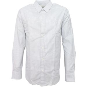Calvin Klein, Overhemden, Heren, Blauw, L, Katoen, Gestreept katoenen overhemd