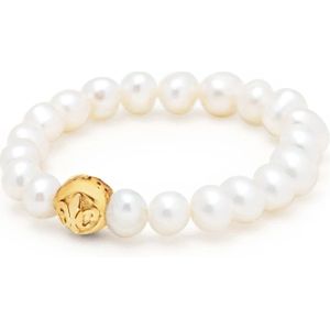 Nialaya, Accessoires, Dames, Geel, 50 MM, Parelsnoer Elastische Ring