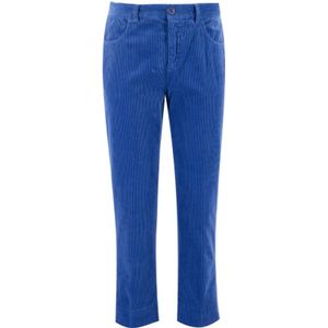 Aspesi, Broeken, Dames, Blauw, XS, Katoen, Garment Dyed Katoen Fluweel Pantalon