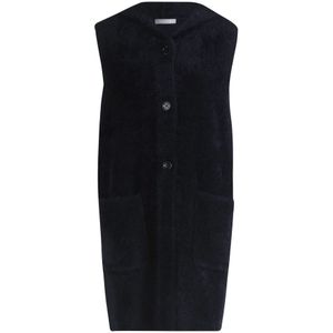 Amber & June, Truien, Dames, Zwart, XL, Gebreid Vest met Capuchon