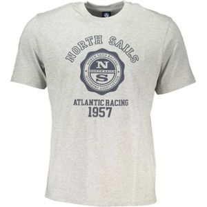 North Sails, Tops, Heren, Grijs, 2Xl, Katoen, Grijze Katoenen Logo Print T-shirt