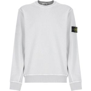 Stone Island, Sweatshirts & Hoodies, Heren, Grijs, 3Xl, Katoen, Grijze Katoenen Crewneck Sweatshirt met Logopatch