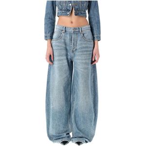 Alexander Wang, Jeans, Dames, Blauw, W27, Katoen, Stijlvolle Oversized Ronde Lage Taille Jeans