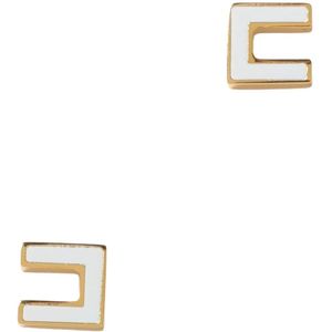 Elisabetta Franchi, Accessoires, Dames, Geel, ONE Size, Geometrische emaille-studoorbellen