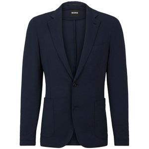 Hugo Boss, Jassen, Heren, Blauw, 3Xl, Wol, Single-Breasted Jasje