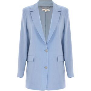 Kocca, Jassen, Dames, Blauw, L, Leer, Blazer-stijl Jas